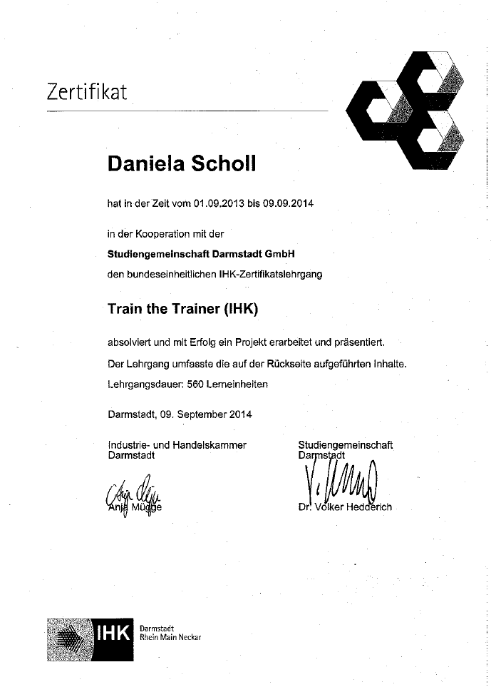 IHK Zertifikat Train the Trainer
